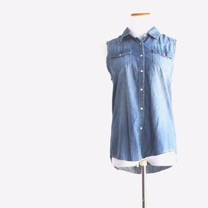 Vintage Short Sleeve Denim Button Down Shirt
